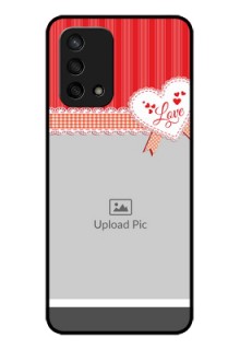 Oppo F19 Custom Glass Mobile Case - Red Love Pattern Design