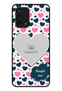 Oppo F19 Custom Glass Phone Case - Pink & Blue Heart Design