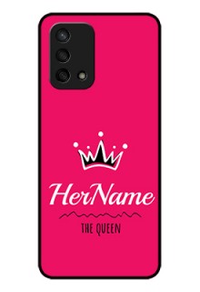 Oppo F19 Glass Phone Case Queen with Name