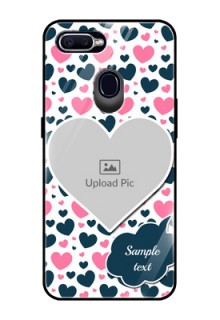 Oppo F9 Pro Custom Glass Phone Case  - Pink & Blue Heart Design