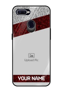 Oppo F9 Pro Personalized Glass Phone Case  - Image Holder with Glitter Strip Design