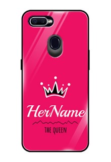 Oppo F9 Pro Glass Phone Case Queen with Name