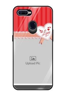 Oppo F9 Custom Glass Mobile Case  - Red Love Pattern Design