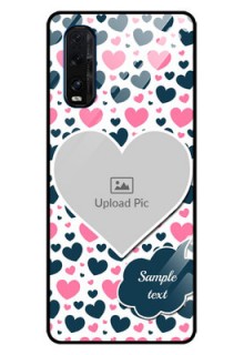 Oppo Find X2 Custom Glass Phone Case  - Pink & Blue Heart Design