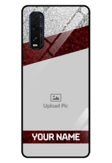 Oppo Find X2 Personalized Glass Phone Case  - Image Holder with Glitter Strip Design