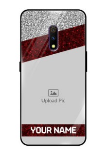 Oppo K3 Personalized Glass Phone Case  - Image Holder with Glitter Strip Design