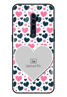 Reno 10x zoom Custom Glass Phone Case  - Pink & Blue Heart Design