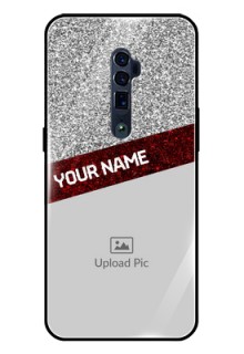 Reno 10x zoom Personalized Glass Phone Case  - Image Holder with Glitter Strip Design