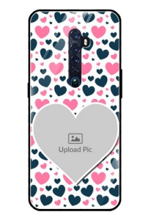 Reno 2 Custom Glass Phone Case  - Pink & Blue Heart Design