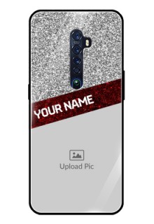 Reno 2 Personalized Glass Phone Case  - Image Holder with Glitter Strip Design