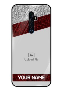 Oppo Reno 2F Personalized Glass Phone Case  - Image Holder with Glitter Strip Design