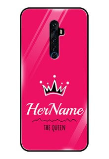 Oppo Reno 2F Glass Phone Case Queen with Name