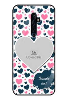 Oppo Reno 2Z Custom Glass Phone Case  - Pink & Blue Heart Design