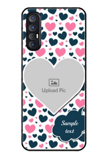 Reno 3 Pro Custom Glass Phone Case  - Pink & Blue Heart Design