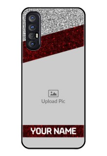 Reno 3 Pro Personalized Glass Phone Case  - Image Holder with Glitter Strip Design