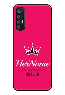 Reno 3 Pro Glass Phone Case Queen with Name