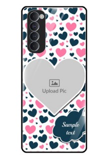 Oppo Reno 4 Pro Custom Glass Phone Case  - Pink & Blue Heart Design