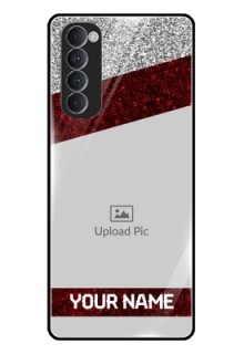 Oppo Reno 4 Pro Personalized Glass Phone Case  - Image Holder with Glitter Strip Design