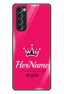 Oppo Reno 4 Pro Glass Phone Case Queen with Name