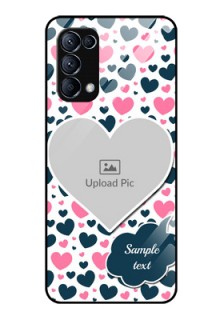 Reno 5 Pro 5G Custom Glass Phone Case  - Pink & Blue Heart Design