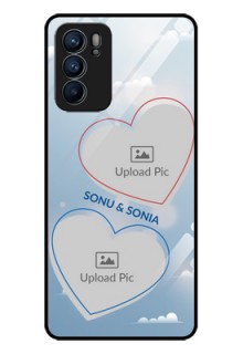 Reno 6 5G Custom Glass Mobile Case - Blue Color Couple Design 