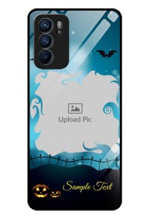 Reno 6 5G Custom Glass Phone Case - Halloween frame design