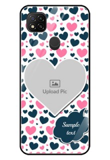 Poco C31 Custom Glass Phone Case - Pink & Blue Heart Design