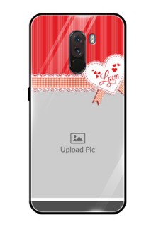 Pcoco F1 Custom Glass Mobile Case  - Red Love Pattern Design