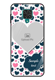 Poco M2 Pro Custom Glass Phone Case  - Pink & Blue Heart Design