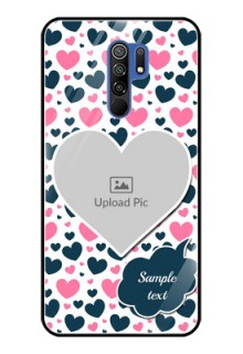 Poco M2 Reloaded Custom Glass Phone Case  - Pink & Blue Heart Design