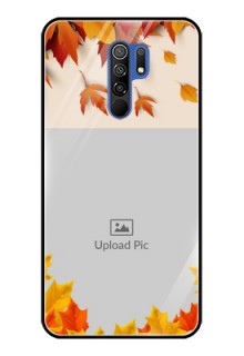 Poco M2 Reloaded Photo Printing on Glass Case  - Autumn Maple Leaves Design