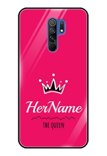 Poco M2 Reloaded Glass Phone Case Queen with Name