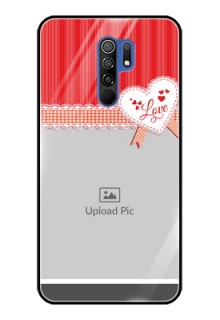Poco M2 Custom Glass Mobile Case  - Red Love Pattern Design