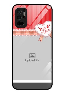 Poco M3 Pro 5G Custom Glass Mobile Case - Red Love Pattern Design