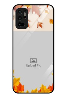 Poco M3 Pro 5G Photo Printing on Glass Case - Autumn Maple Leaves Design