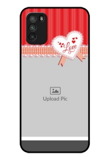 Poco M3 Custom Glass Mobile Case  - Red Love Pattern Design