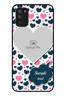 Poco M3 Custom Glass Phone Case  - Pink & Blue Heart Design