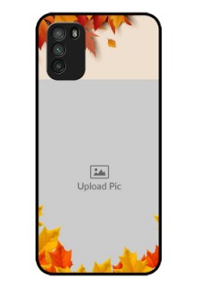 Poco M3 Photo Printing on Glass Case  - Autumn Maple Leaves Design