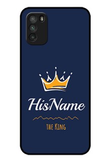 Poco M3 Glass Phone Case King with Name