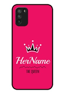 Poco M3 Glass Phone Case Queen with Name