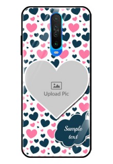 Poco X2 Custom Glass Phone Case  - Pink & Blue Heart Design