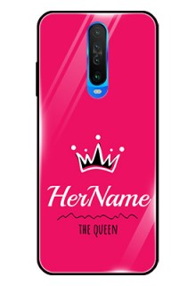 Poco X2 Glass Phone Case Queen with Name