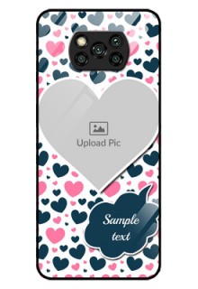 Poco X3 Pro Custom Glass Phone Case  - Pink & Blue Heart Design