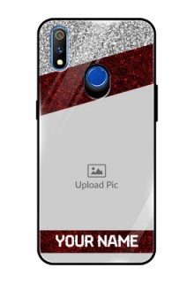 Realme 3 Pro Personalized Glass Phone Case  - Image Holder with Glitter Strip Design
