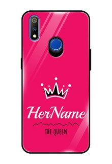 Realme 3 Pro Glass Phone Case Queen with Name