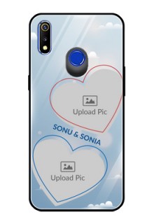 Realme 3 Custom Glass Mobile Case  - Blue Color Couple Design 