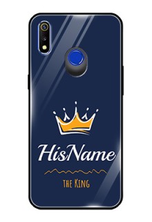 Realme 3 Glass Phone Case King with Name