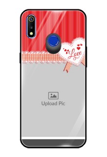 Realme 3i Custom Glass Mobile Case  - Red Love Pattern Design