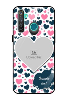 Realme 5 Pro Custom Glass Phone Case  - Pink & Blue Heart Design
