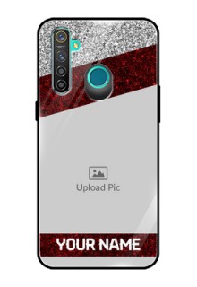 Realme 5 Pro Personalized Glass Phone Case  - Image Holder with Glitter Strip Design
